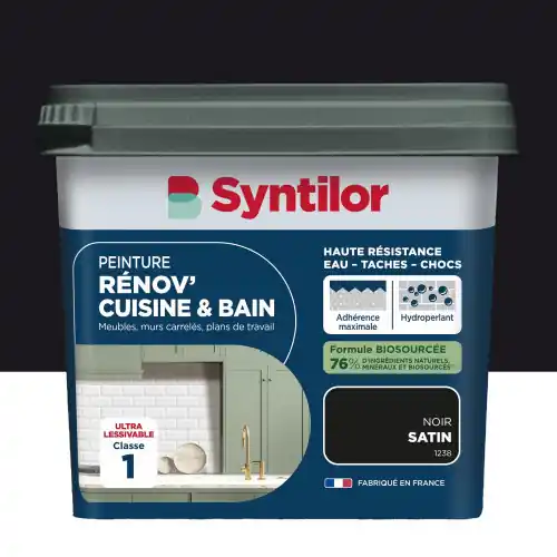 Peinture meuble noir satin SYNTILOR Renov‘ cuisine et bain 0.75l - SYNTILOR Prix Choc
