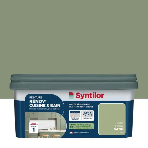 Peinture meuble vert sauge satin SYNTILOR Renov‘ cuisine et bain 2l - SYNTILOR Promotion Saisonnière
