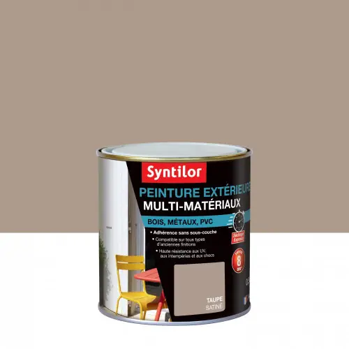 Expédié Aujourd&rsquo;hui Peinture multimatériau extérieur SYNTILOR taupe satiné 0.5 l – SYNTILOR