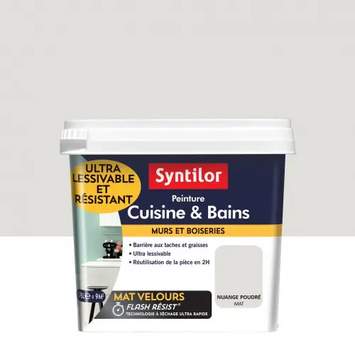 Peinture mur Cuisine et bains SYNTILOR nuage poudré mat 0.75 l - SYNTILOR Réduction