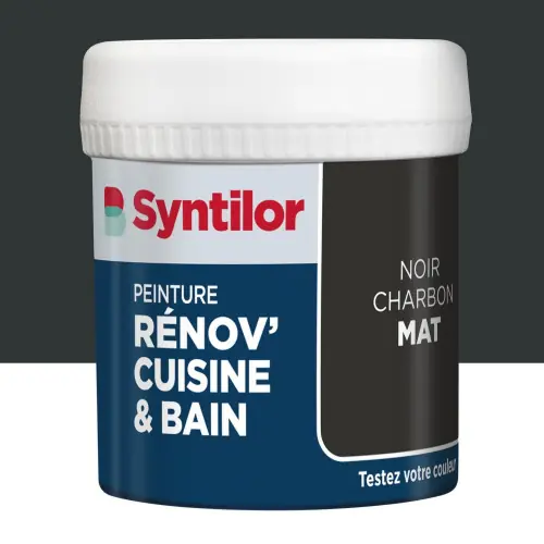 Testeur peinture meuble noir charbon mat SYNTILOR Renov‘ cuisine et bain 0.075l – SYNTILOR Bon Plan