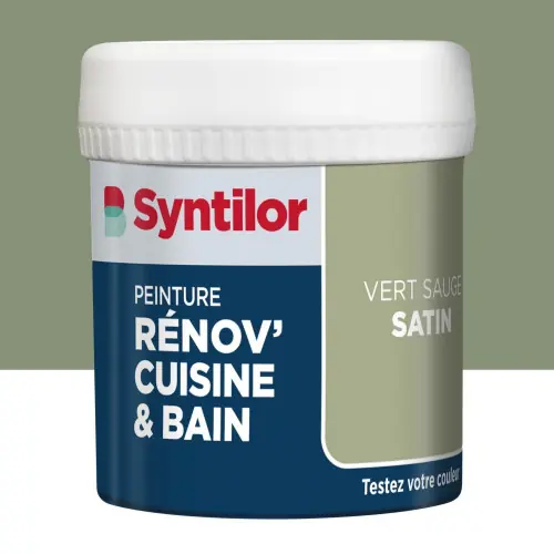 Testeur peinture meuble vert sauge satin SYNTILOR Renov‘ cuisine et bain 0.075l – SYNTILOR Livraison Express
