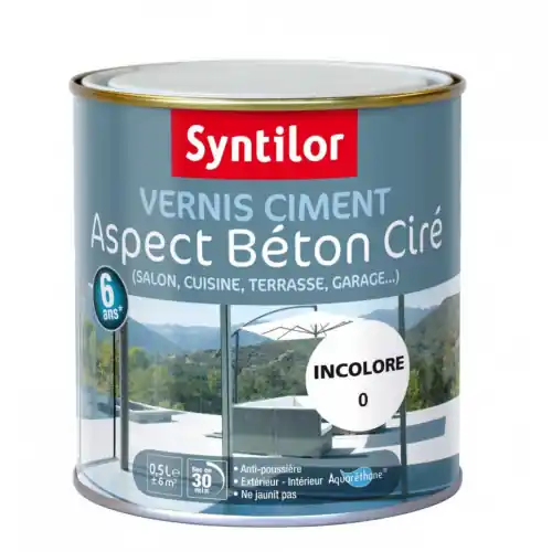 Vernis ciment extérieur / intérieur Ciment SYNTILOR, incolore, 0.5 l – SYNTILOR Quantité Limitée