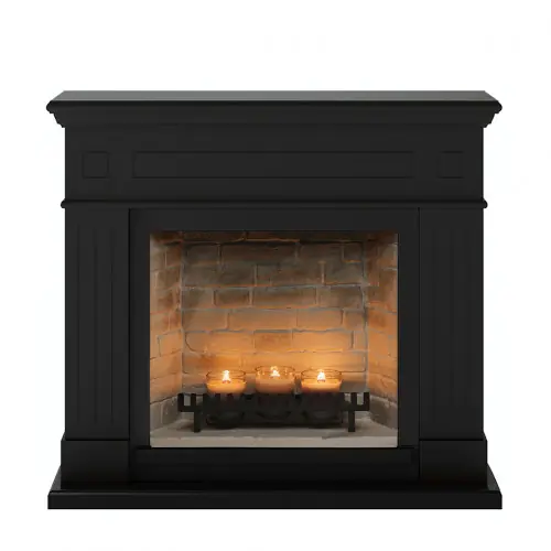 Authentique Cheminée électrique à bougies parfumées – LARSEN Zenflame – Effets flammes et crépitement – Noir – TAGU