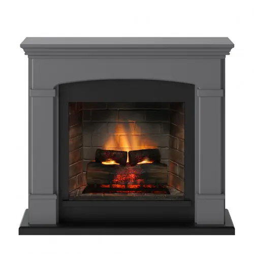 Cheminée électrique connectée 1400W – HELMI Powerflame 2 – effets flammes 3D et crépitement – Gris – TAGU Pas Cher
