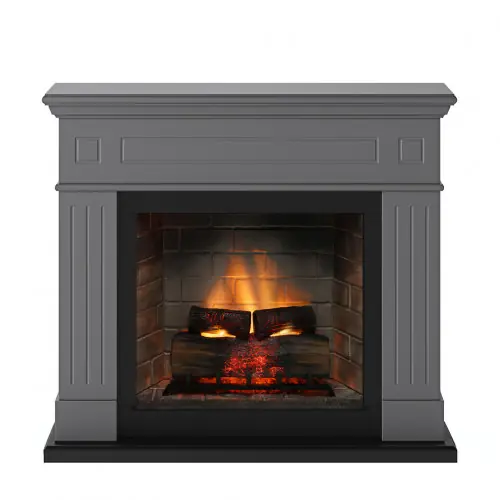 Cheminée électrique connectée 1400W – LARSEN Powerflame 2 – effets flammes 3D et crépitement – Gris – TAGU Offre Du Jour
