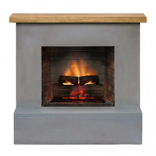 Cheminée électrique connectée 1400W – ROLF Powerflame 2 – effets flammes 3D, et crépitement – gris – TAGU Dernier Modèle