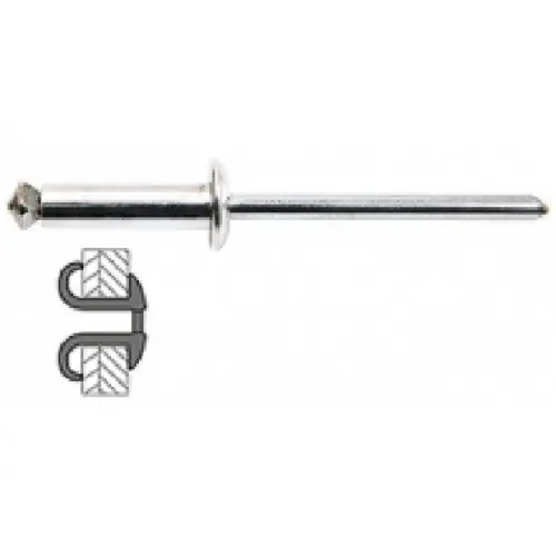 Vente Flash 50 rivets éclatés alu / acier à tête plate Ø 4 x 18 mm - TECHMAN