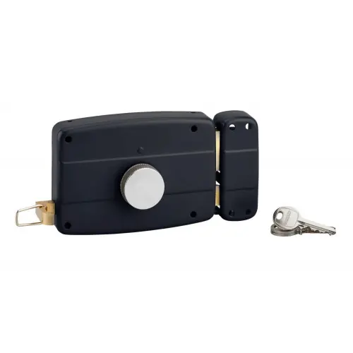 Serrure de garage en applique, horizontale à bouton, sens droit, noir THIRARD – THIRARD Offre Limitée