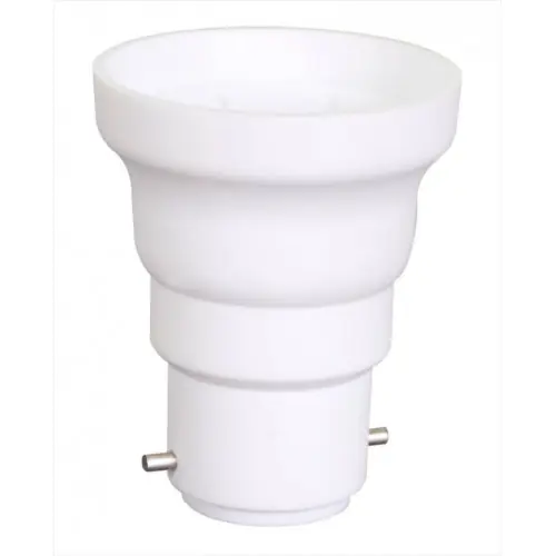 Transformateur de douille B22 vers E27 plastique blanc Max 60W, Tibelec – TIBELEC Vente Directe