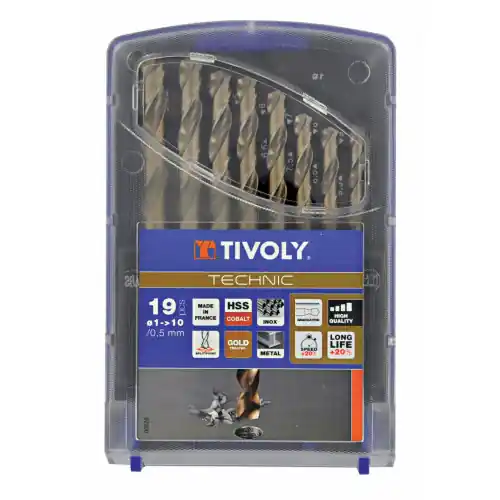 Nouveauté Coffret forets TECHNIC HSS 19 pièces métal, Diam.1 à 10 mm TIVOLY – TIVOLY