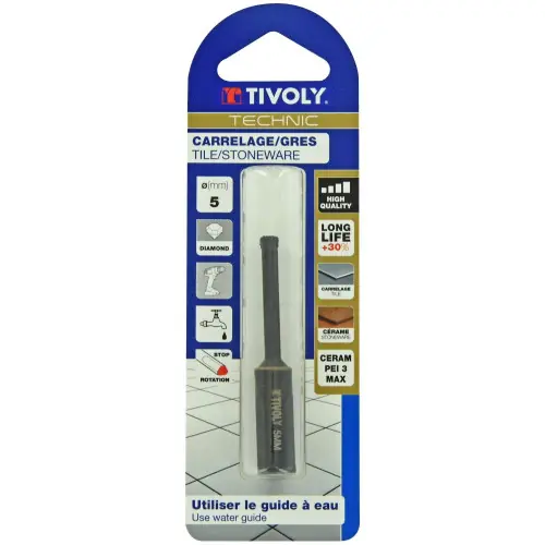 Foret diamant pour carrelage en grès, diam. 5 mm TIVOLY – TIVOLY Prix Réduit
