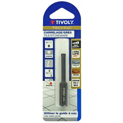 Foret diamant pour carrelage en grès, diam. 6mm TIVOLY – TIVOLY Dernière Chance