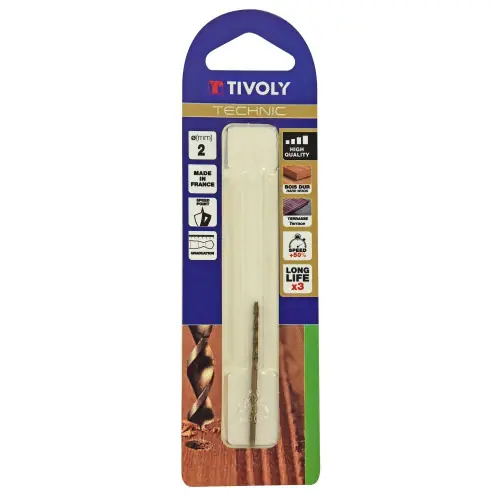 Foret hélicoïdaux pour bois TIVOLY, diam. 2 x 16 cm – TIVOLY Super Prix