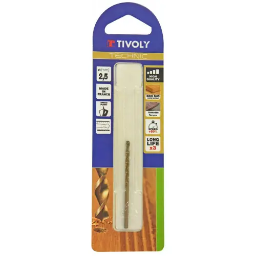 Offre Du Jour Foret hélicoïdaux pour bois, TIVOLY, diam. 2,5 x 16 cm – TIVOLY
