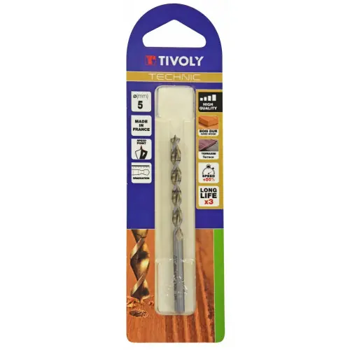Foret hélicoïdaux pour bois TIVOLY, diam. 5 x 16 cm – TIVOLY Certifié