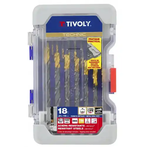 Lot de 18 forets à métal, TIVOLY, diam.2 à 10 mm – TIVOLY Commande En Gros