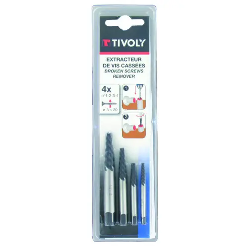 Set d‘extracteurs de goujons TIVOLY 11111021234, Diam.2.2 à 4.7 mm – TIVOLY Super Prix