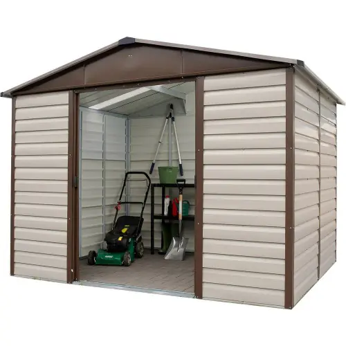 Acheter Direct Abri Métal 108TBSL – S.H. T. 7,18 m² – H. 224cm – Gris chataîgne – Trigano
