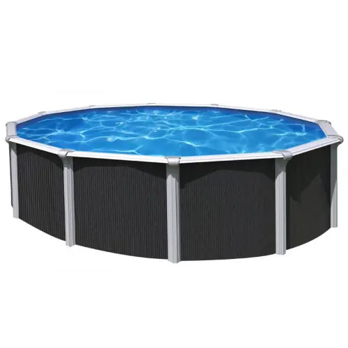Quantité Limitée Piscine en métal OSMOSE – Ø 3,95 x H 1,32 m – échelle et kit de filtration – anthracite – Trigano