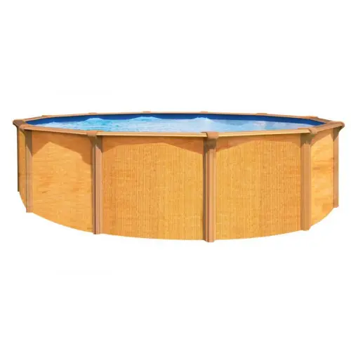 Piscine en métal OSMOSE – Ø 3,95 x H 1,32 m – échelle et kit de filtration – aspect bois – Trigano Commande En Gros