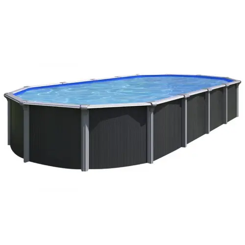 Piscine en métal OSMOSE – 7,60 x 3,95 x H 1,32 m – échelle et kit de filtration – anthracite – Trigano Meilleur Choix