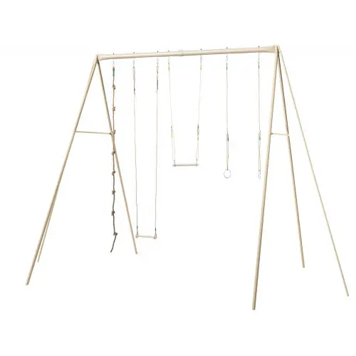 Portique adulte BAXTER 3,50 m – anneaux + 1 trapèze + 1 balançoire + 1 corde à nœuds – Trigano Produit De Marque
