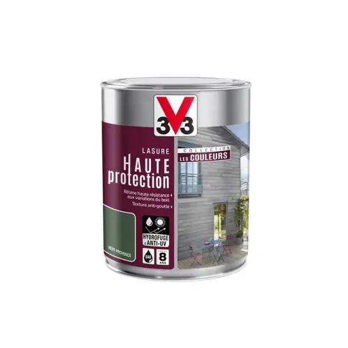 Lasure haute protection les couleurs 8 ans vert provence satiné 1 l - V33 - V33 Expédition Rapide
