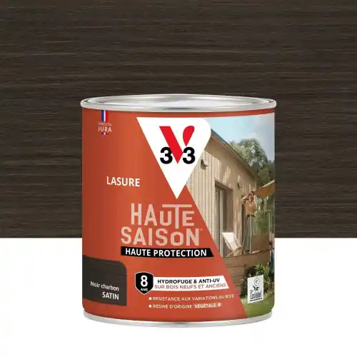 Remise Lasure V33 Haute protection 8 ans noir charbon satiné 0.75 l – V33