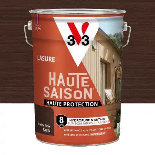 Lasure V33 Haute saison 8 ans chêne foncé satiné 5 l - V33 Expédié Aujourd'hui