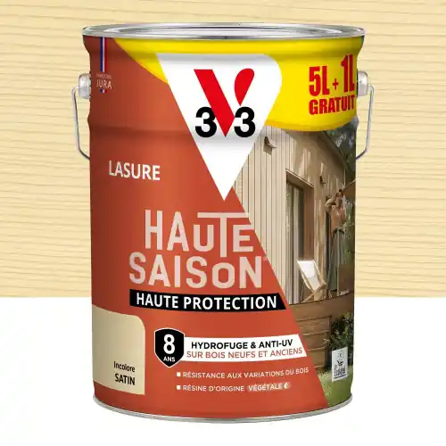 Expédié Aujourd'hui Lasure V33 Haute saison 8 ans incolore satiné 5L+20% gratuit - V33