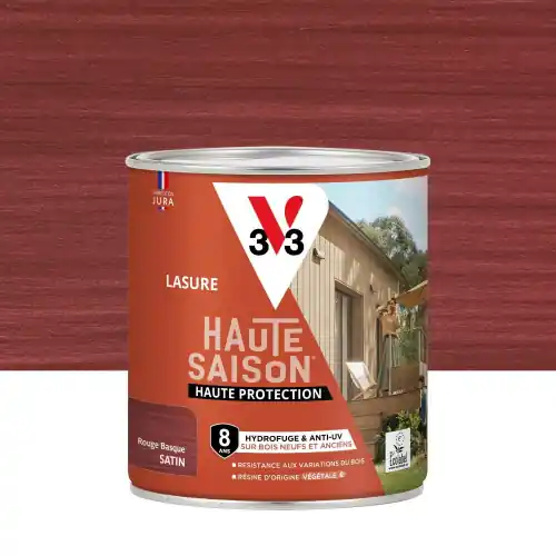 Lasure V33 Haute saison 8 ans rouge basque satiné 0.75 l - V33 Populaire