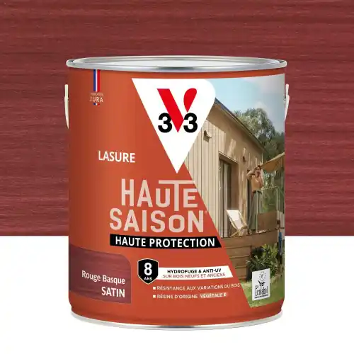 Populaire Lasure V33 Haute saison 8 ans rouge basque satiné 2.5 l – V33