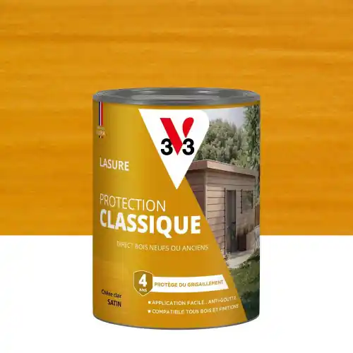 Lasure V33 Protection classique 4 ans chêne clair satiné 0.75 l – V33 Prix Choc
