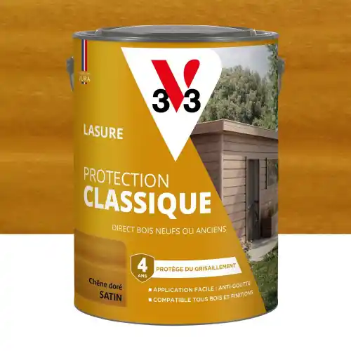 Commande En Gros Lasure V33 Protection classique 4 ans chêne doré satiné 5 l – V33