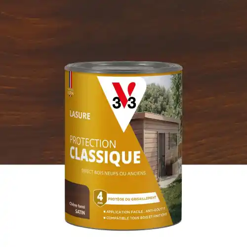 Lasure V33 Protection classique 4 ans chêne foncé satiné 0.75 l – V33 Petit Prix