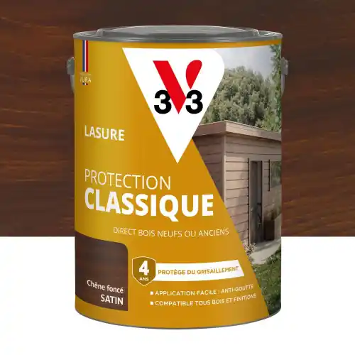 Lasure V33 Protection classique 4 ans chêne foncé satiné 5 l - V33 Solde