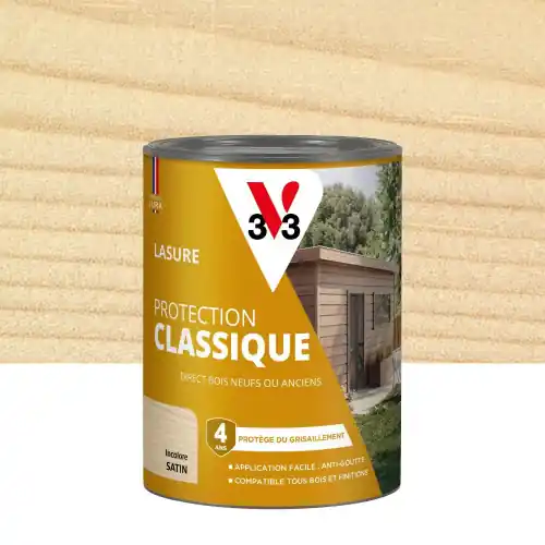 Lasure V33 Protection classique 4 ans incolore satiné 0.75 l - V33 Achat Immédiat