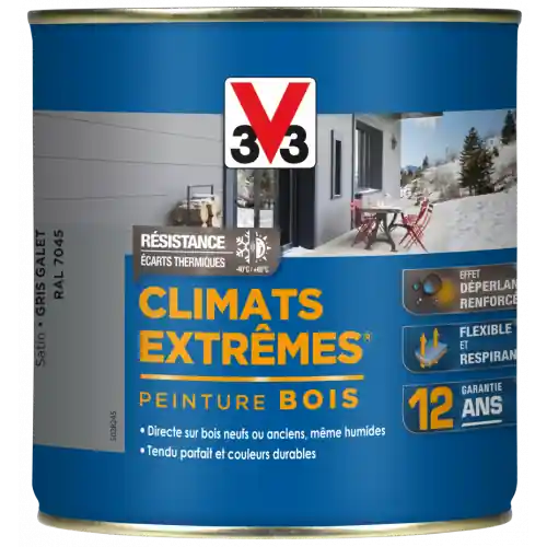 Commander Maintenant Peinture bois extérieur Climats extrêmes® V33, gris galet satiné 0.5 l - V33