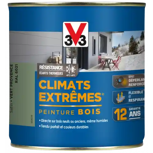 Populaire Peinture bois extérieur Climats extrêmes® V33, vert provence satiné 0.5 l - V33