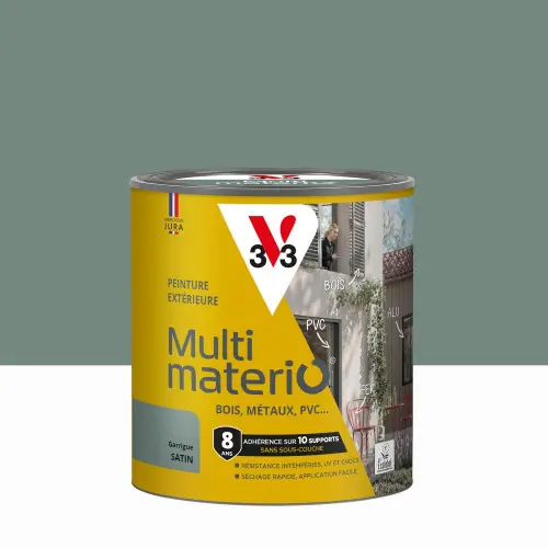 Top Vente Peinture extérieure bois, fer, plastique V33 garrigue satiné 0.5L - V33