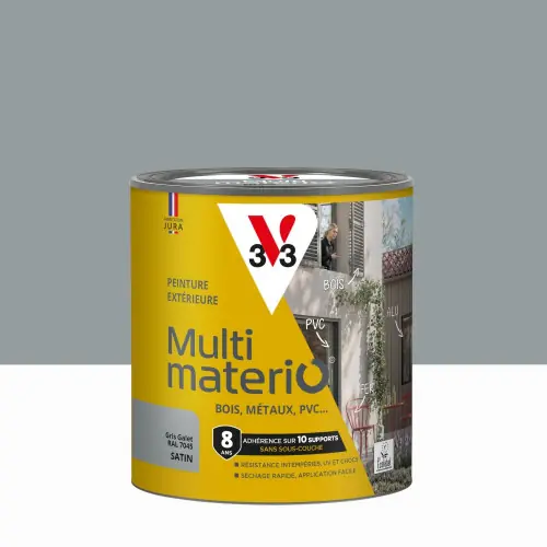 Peinture extérieure bois, fer, plastique V33 gris galet satiné 0.5l - V33 Meilleur Prix