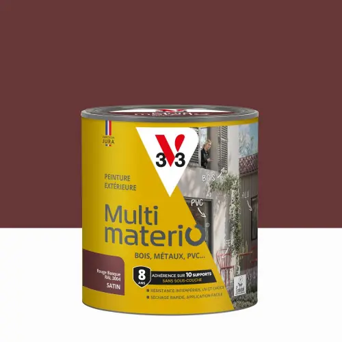 Peinture extérieure bois, fer, plastique V33 rouge basque satiné 0.5l - V33 Offre Spéciale