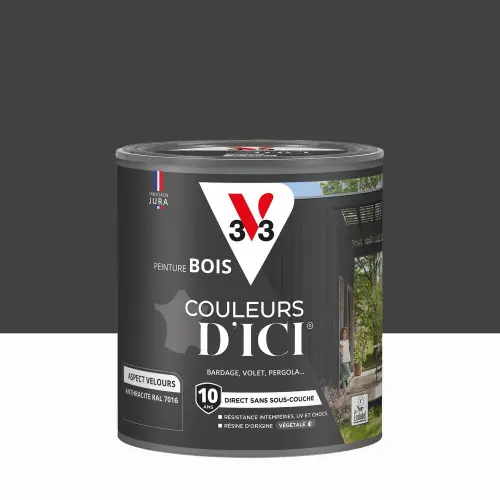 Affaire À Saisir Peinture extérieure bois V33 Couleurs d‘ici, anthracite ral 7016 velours 0.5l – V33
