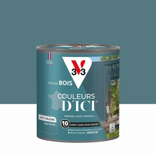 Commander Maintenant Peinture extérieure bois V33 Couleurs d‘ici, bleu feutré velours 0.5l - V33
