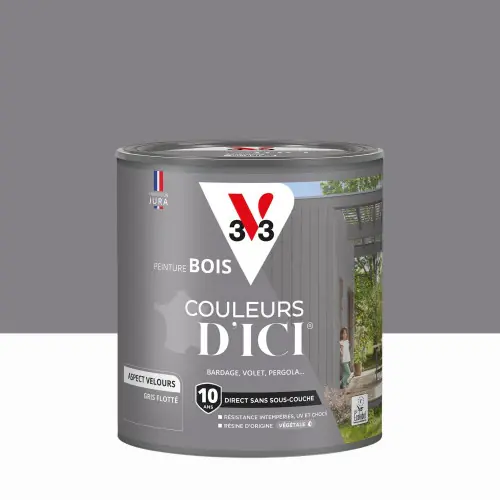 Jusqu'à Épuisement Des Stocks Peinture extérieure bois V33 Couleurs d‘ici, gris flotté velours 0.5l - V33