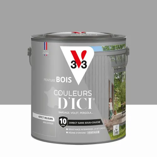 Peinture extérieure bois V33 Couleurs d‘ici, gris soyeux velours 2l - V33 Acheter En Ligne