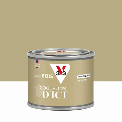 Peinture extérieure bois V33 Couleurs d‘ici, jaune kaki velours 0.125l - V33 Meilleure Vente