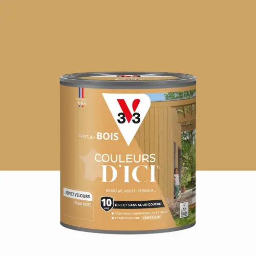 Seulement Aujourd'hui Peinture extérieure bois V33 Couleurs d‘ici, jaune ocré velours 0.5l - V33