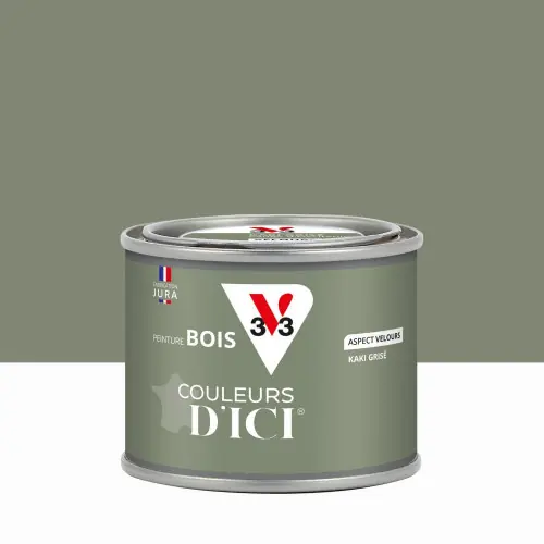 Peinture extérieure bois V33 Couleurs d‘ici, kaki grisé velours 0.125l - V33 Achat Immédiat
